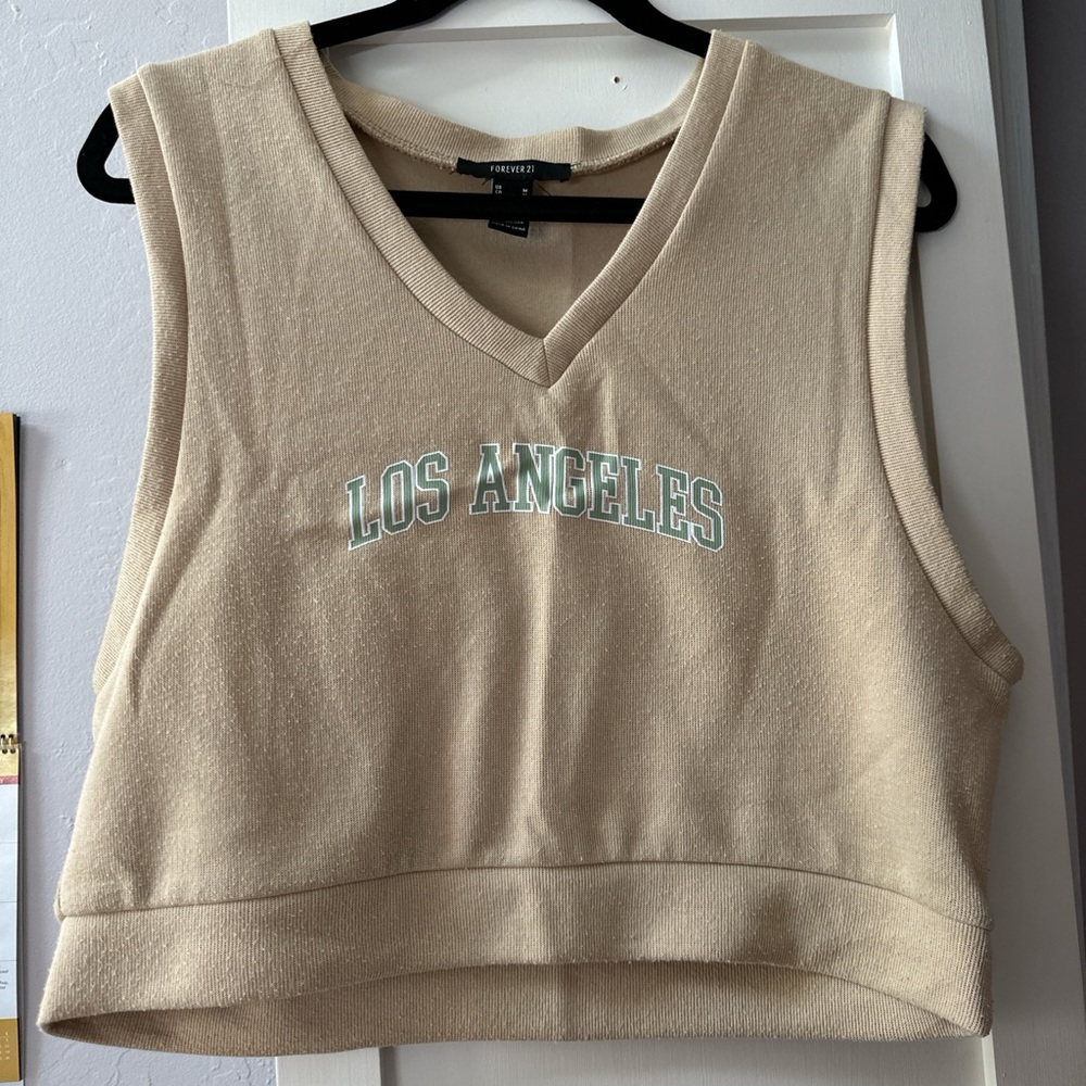 Forever 21 Beige V-Neck Tank Top